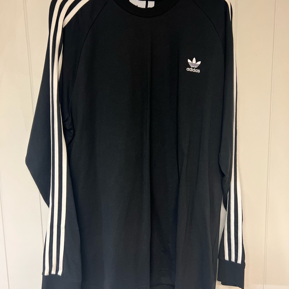 Adidas Black Long Sleeve Shirt with White Stripes